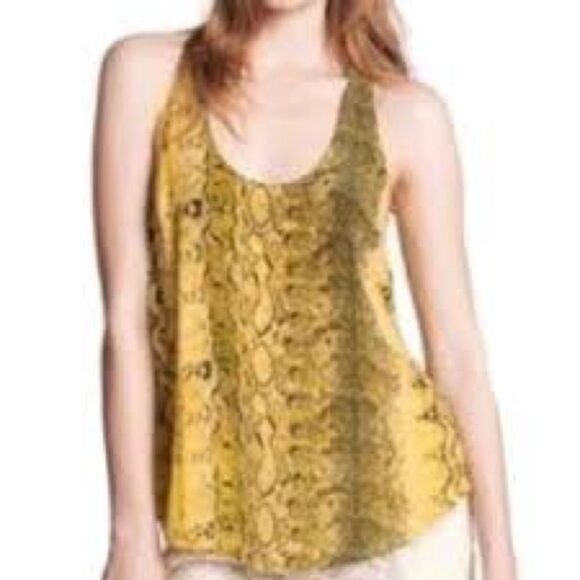 Joie Silk Yellow Snake Print Tank Top Small Racerback - Picture 1 of 9